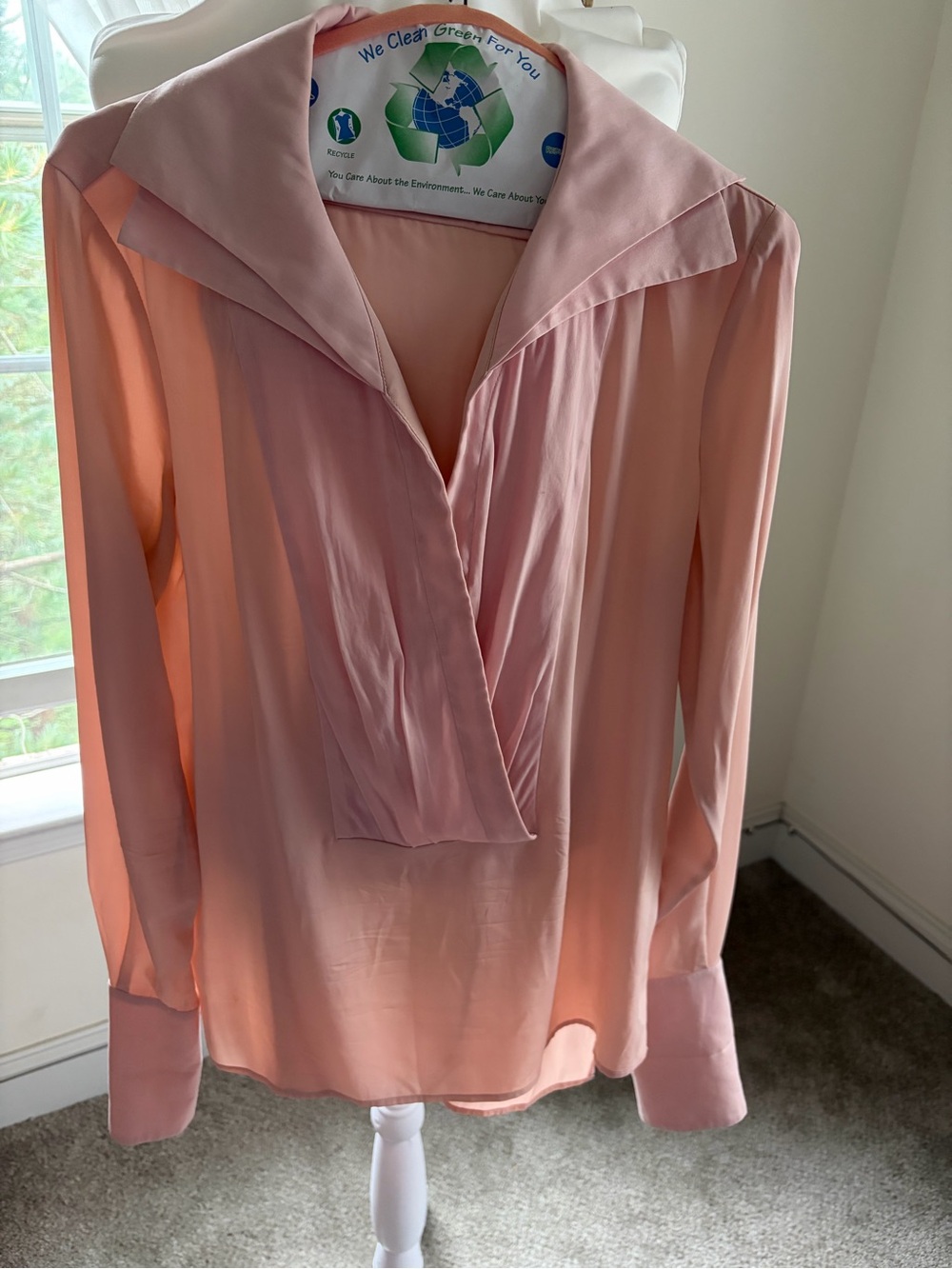 Halston Heritage Light Pink Draped V-Neck Blouse